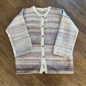 Handwoven Multicolor Striped Sweater Cardigan, Sz XL
